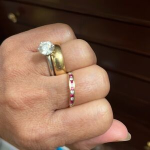 COPY - Vintage Ruby and Diamond ring . yellow gold. Size: 7